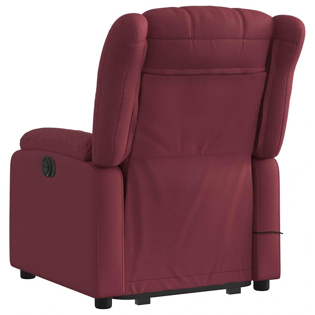 Sillón elevador eléctrico reclinable con 6 puntos de vibración, de tejido rojo vino, para elevación y relajación automática, asiento amplio y estable