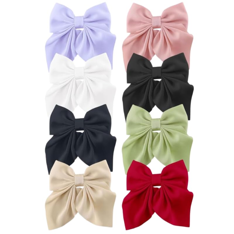 Fashion Alley 6pcs Big Bow Hair Clips for Girls and Women | Soft Fabric Hair Bows with Alligator Clips | Oversized Hair Accessories for Ponytail & Styling | Multi Color Set for Daily and Party Use