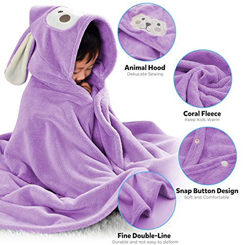 Image of ROMASA Baby Bath Towel Ultra Soft Hooded Towel Highly Absorbent Bathrobe Blanket Toddlers Shower Gifts for Boys Girls-27.5 inch x 55 inch (Purple)