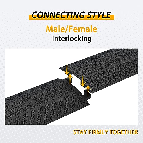 Image of 2 Pack Heavy Duty 40 inch Rubber Drop Over Cable Cover Floor Cord Cover Hose Protector Ramp for Home Office Warehouse (Large-2 piece)