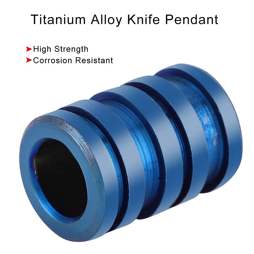 Titanium Knife Lanyard Bead, Durable and Lightweight, Parachute Cord Bead, Large Blue, Pendant for Outdoor, Everyday Carry and Sport Accessories