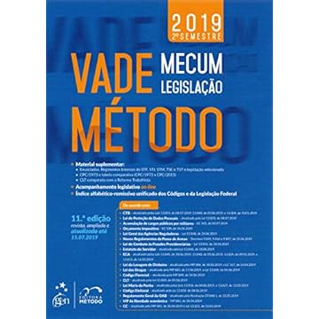 Capa do livro Vade Mecum Legislação Método - 2º Semestre 2019