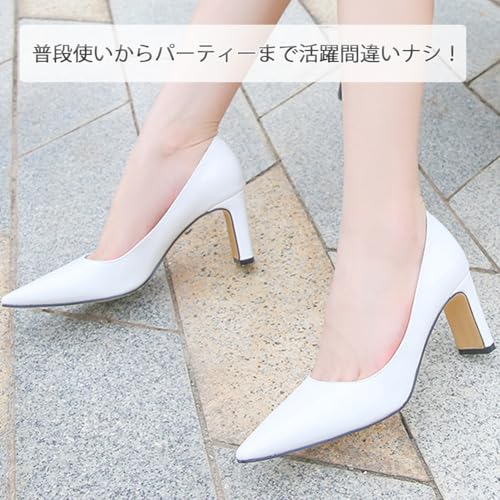 D.IIZOO] パンプス レディース ポインテッドトゥ 7.5cm 太めヒール
