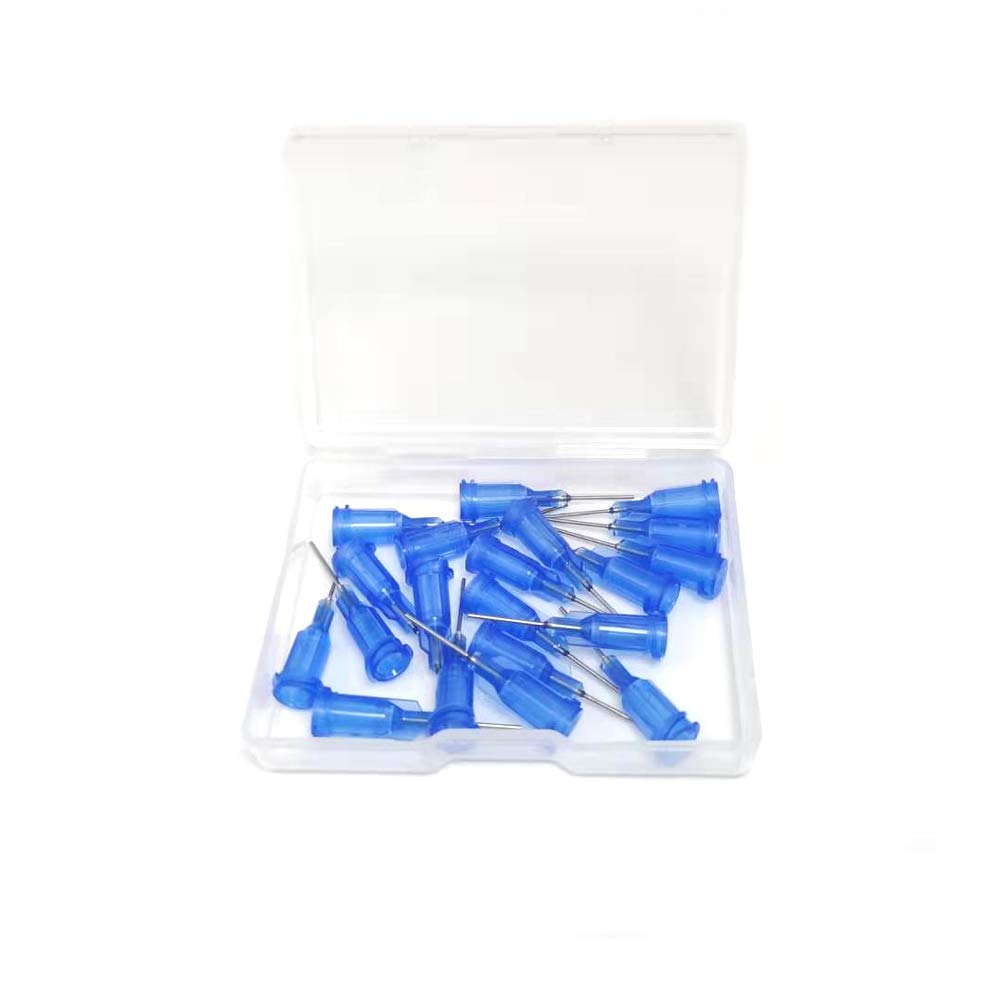 20 Pack - 22 Ga 1/2 Inch Blunt Tip Dispensing Needle with Luer Lock,Blue
