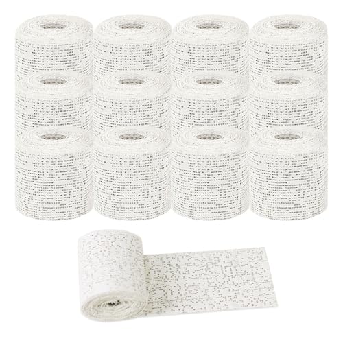 12 Piezas Vendas de Yeso 5 X 270 CM,Venda Escayola Manualidades,Plaster Bandage Rolls,Venda de Escayola para Modelado,Vendaje para Hacer Moldes Creativo Artesanía - Blanco