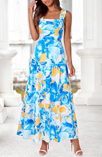 Image of BTFBM Dresses for Women Summer 2026 Formal Sleeveless Smocked Floral Long Wedding Guest Dress Party Spring