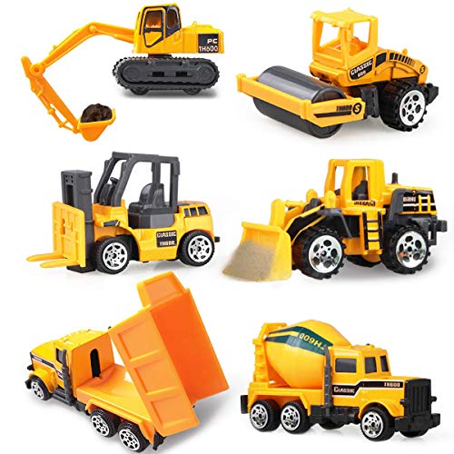 Coolplay Lot De 6 Decorations De Gateau En Forme De Vehicules De Chantier De Camion Benne De Bulldozers De Chariots Elevateurs De Camion D Asphalte Et D Excavatrice Pour Enfants Circulaire En Ligne