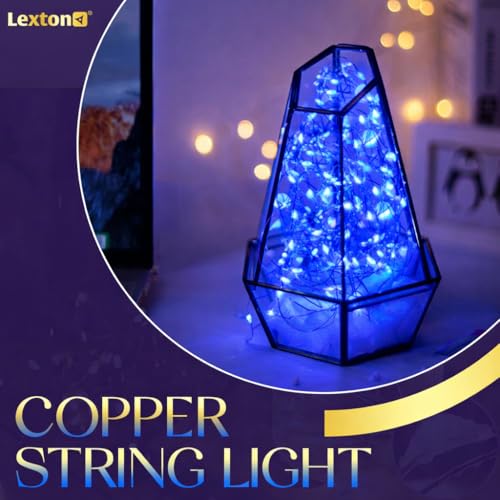 Image of Lexton 10 Meter LED Copper String Light | USB Powered Fairy Lights | Decorative Lights for Diwali, Festival, Home, Balcony & Outdoor Decoration (Blue, Pack of 1)