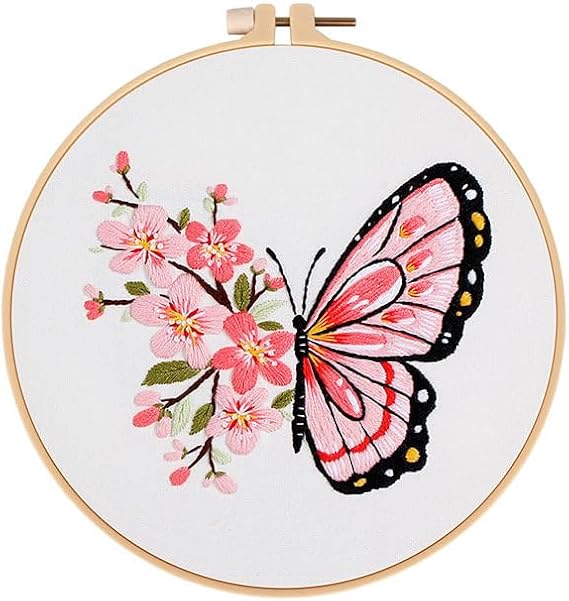 3Pcs 8 Inch Plastic Embroidery Hoops with Sewing Scissors, Seam Ripper,Needle Threader, Round Cross Stitch Hoops with Adjustable Screw, Lightweight & Durable Craft Hoops.