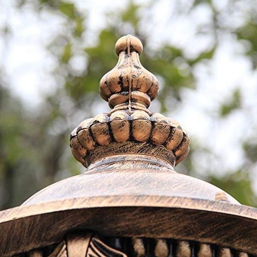 Impermeabile di Lusso per Esterni Lampione da Giardino Vialetto Paletto Lampada Prato Recinzione Patio Colonna Lanterna con Paralume in Vetro Balcone Apparecchio di Illuminazione per paesaggi, Bronz