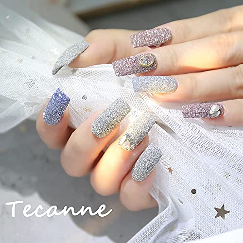 Tecanne Sparkling Diamond Nail Powder Laser Silver Reflective Nail Glitter Dust Fine Shiny Pigment Holographic Super Bright Party Nightclub For Nail Art Decorations 8 Boxes #TOP5