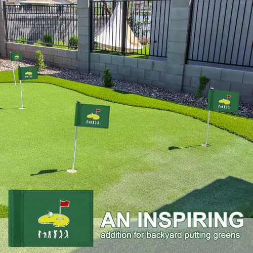 Mindsoft Mini Golf Flag 9 x 6 Inch Golf Pin Flags for Putting Green 420d Nylon Double-sided Silk-screened Waterproof for Backyard Practice Courses Garden Club
