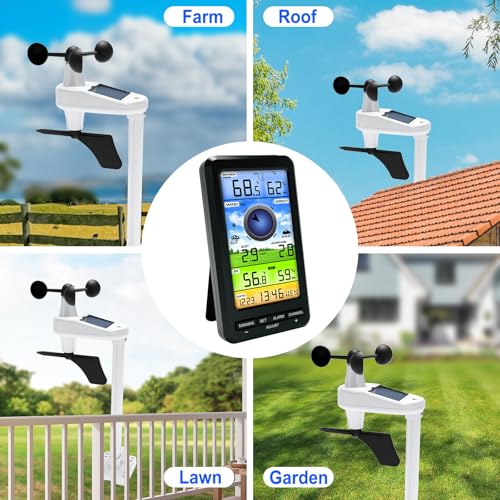 Urageuxy Weather Station Wireless Indoor Outdoor with Remote Sensor, Home Weather Station with Wind Speed/Direction, Indoor/Outdoor Thermometer and Hygrometer for Home, Yard (No WiFi)