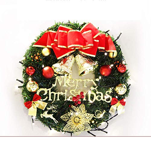 Guirlande de Noël de porte extérieure artificielle 50cm dorée de fête - 2