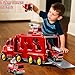 KIZONLY Fire Truck Toys for Toddler 1-3 3-5, 5-in-1 Fire Car Carrier Vehicle Set for Girls 1 2 3 4 5 6 Years Old, Transport Car with Light Sound, Birthdays Gifts for Kids Girls Aged 3-9