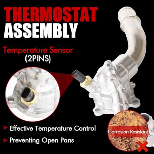 MITZONE Engine Coolant Thermostat Housing Assembly Compatible with 2018-2024 Jeep Wrangler 2.0L with Temperature Sensor Gasket by MITZONE - Used condition - Image 5