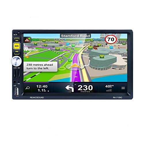 Radio 2 DIN, REAKOSOUND Car Stereo 7 Pulgadas Pantalla táctil capacitiva,Radio 2 DIN Bluetooth para Coche con GPS navegación, Soporte Radio Am/FM/RDS, Cámara de visión Trasera, GPS, Mirror Link