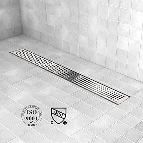 Elefloom Linear Shower Drain, Shower Drain 36 inch with Removable Grate Cover, Professional AISI 304 Stainless Steel Shower Floor Drain, Shower Drain with Hair Catcher and Leveling Feet by Elefloom - Image 2