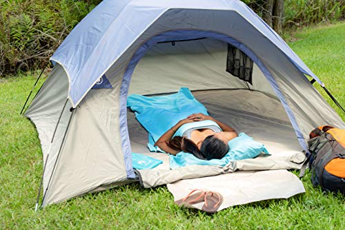 Pike Trail Sleeping Bag Liner – Travel and Camping Sheet, Lightweight and Compact Insert with Full Length Zipper and Guarantee (Turquoise Blue, Large, 82"L x 41"W)