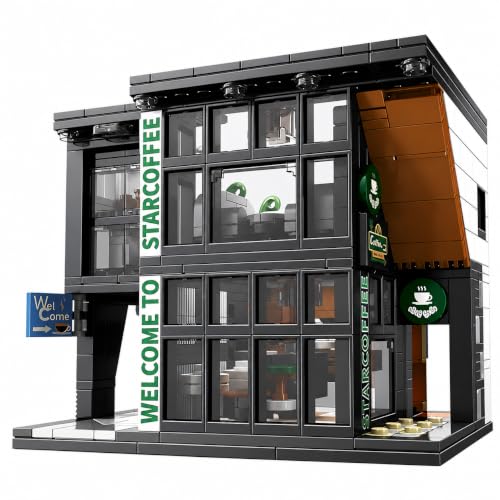 Image of SKY LINE OCEAN Coffee Shop Building Block Set, 581+ PCS City Street View Architecture Model Toy, Creative Construction Kit, Birthday Gift for Kids, Teens & Adults Ages 6+ | 5 Year Structural Warranty