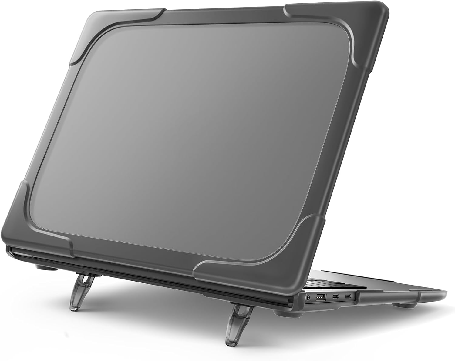 Heavy Duty Case Compatible with Microsoft Surface Laptop 7 13.8" 2024 with Fold Kickstand Shockproof Case Stylish & Rugged Protective Cover Dual Layer Hard Cover with TPU Bumper(Grey)