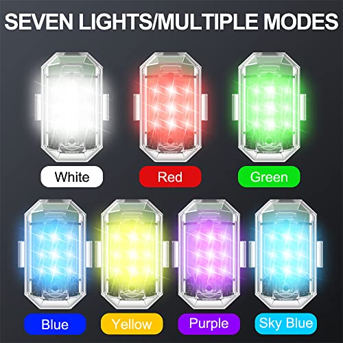 Auto Fernbedienung Blitzlicht,Led Blinklicht,Drahtloses LED-Blitzlicht mit hoher Helligkeit,7 Colours LED-Flugzeug und USB-Aufladung,Drohnen-Antikollisionslichter Flugzeug-Blitzlichter