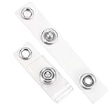 50PCS Id Badge Clip Clear Badges Holder Clip Straps with Snap PVC Transparent Vinyl Lanyard Clips Replacement Plastic Badge Clips with with Snap and Eyelet for Name Tags Lanyards Keychains