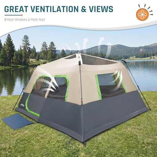 Image of 8 Person Instant Cabin Tent, Easy 60 Second Setup Family Tents for Camping, Pop up Camping Tent, Large Waterproof Tents for Outdoor Camping, Spacious Interior, Upgraded Ventilation