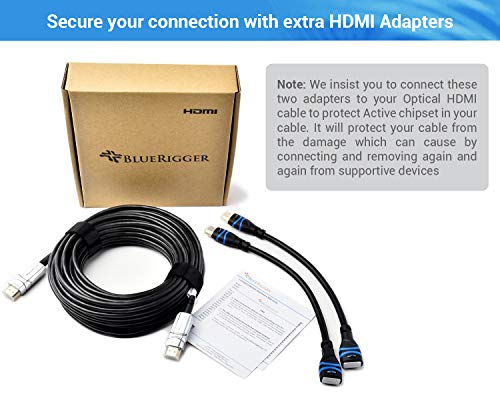Image of BlueRigger Optical 4K HDMI Cable (4K@60HZ, 1080p FullHD, UHD, Ultra HD, 3D, High Speed with Ethernet, ARC, HDTV) (150 Feet / 45 Meters)