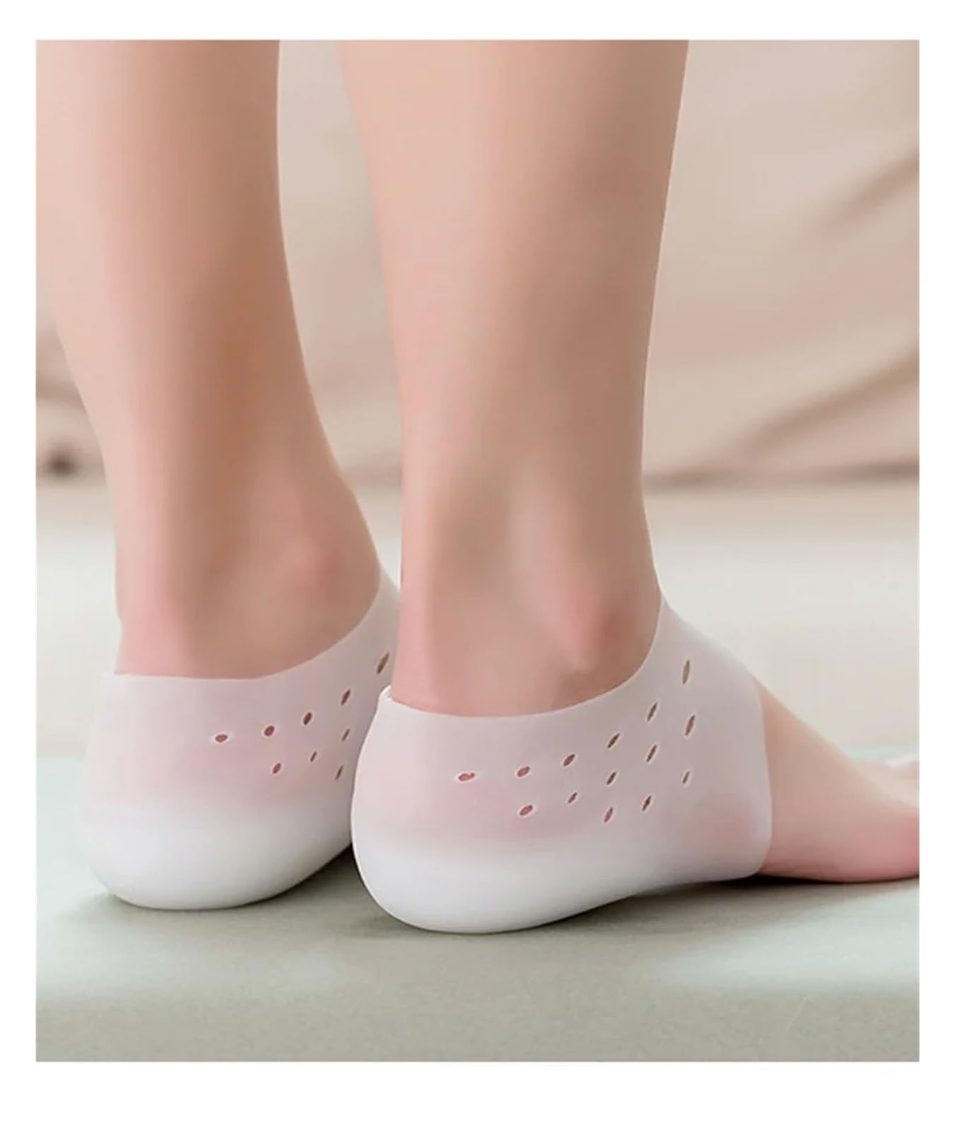Calzini in Silicone con Aumento di Altezza Unisex da 5 cm Cuscinetti for Tallone in Gel Supporto for Ortopedico Cuscino for Tallone Solette Cuscinetto for Massaggio ai Piedi(White,5.0CM)