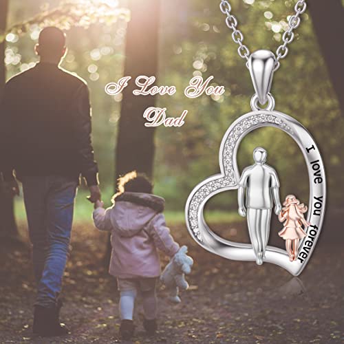 PROESS S925 Sterling Silver Daughter Heart Pendant Necklace from Dad Mom I Love You Forever Jewelry2