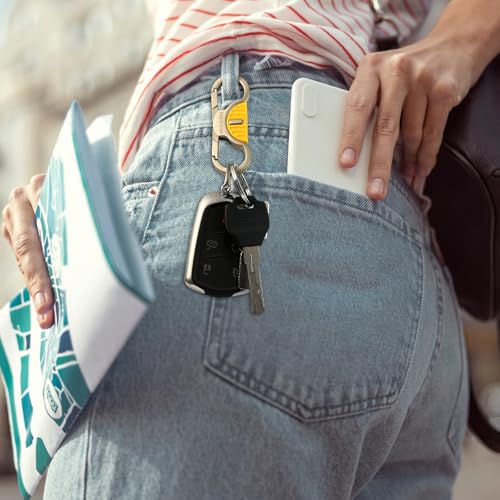 Image of Heavy Duty Keychain with Quick Release Double Carabiner Clip, Key Rings, D Ring, Car Key Holder for Belt Loop