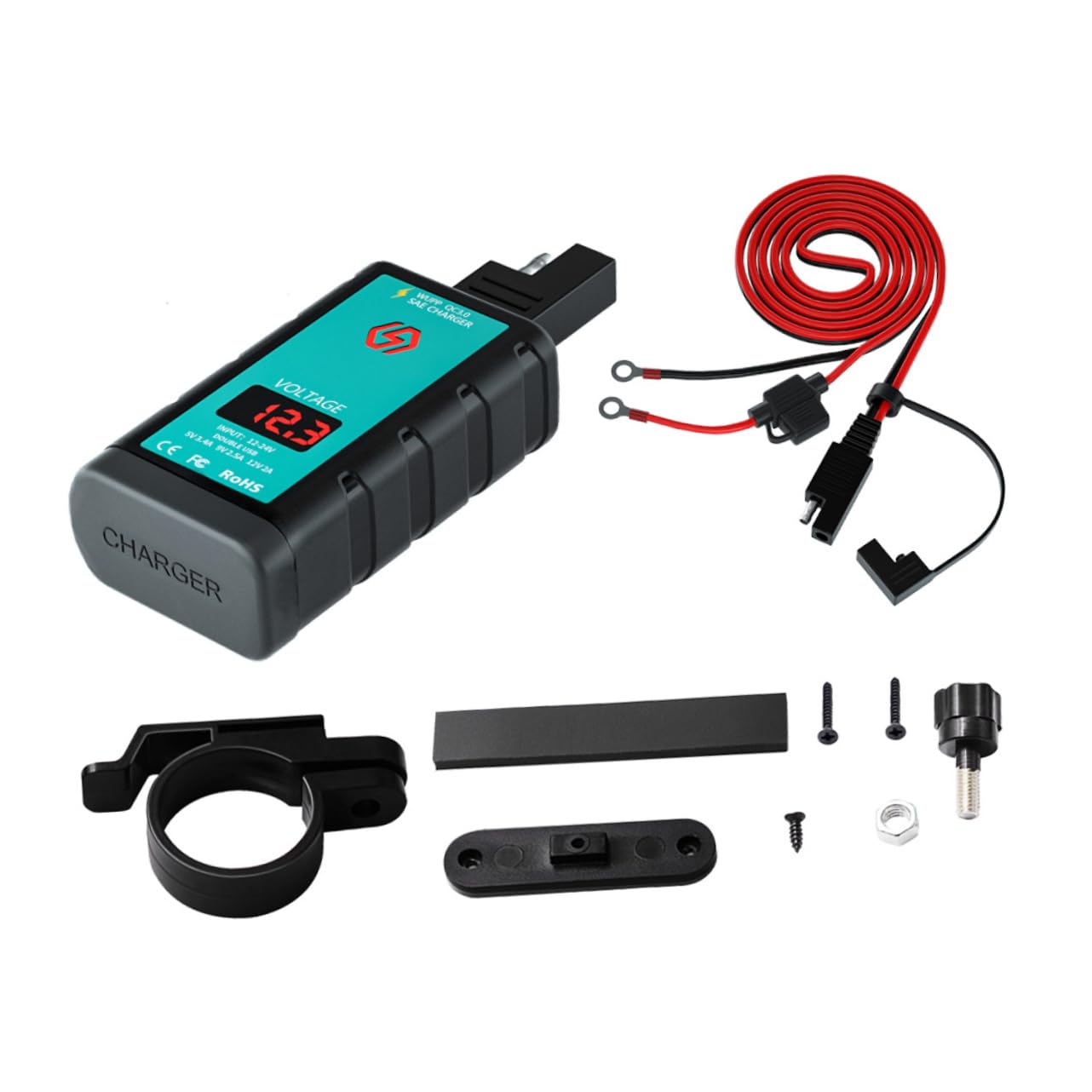 VALICLUD 1set SAE to Type-c and USB Charger for Motorbike Intelligent Charging Portable Design Compatible Phones and Charging