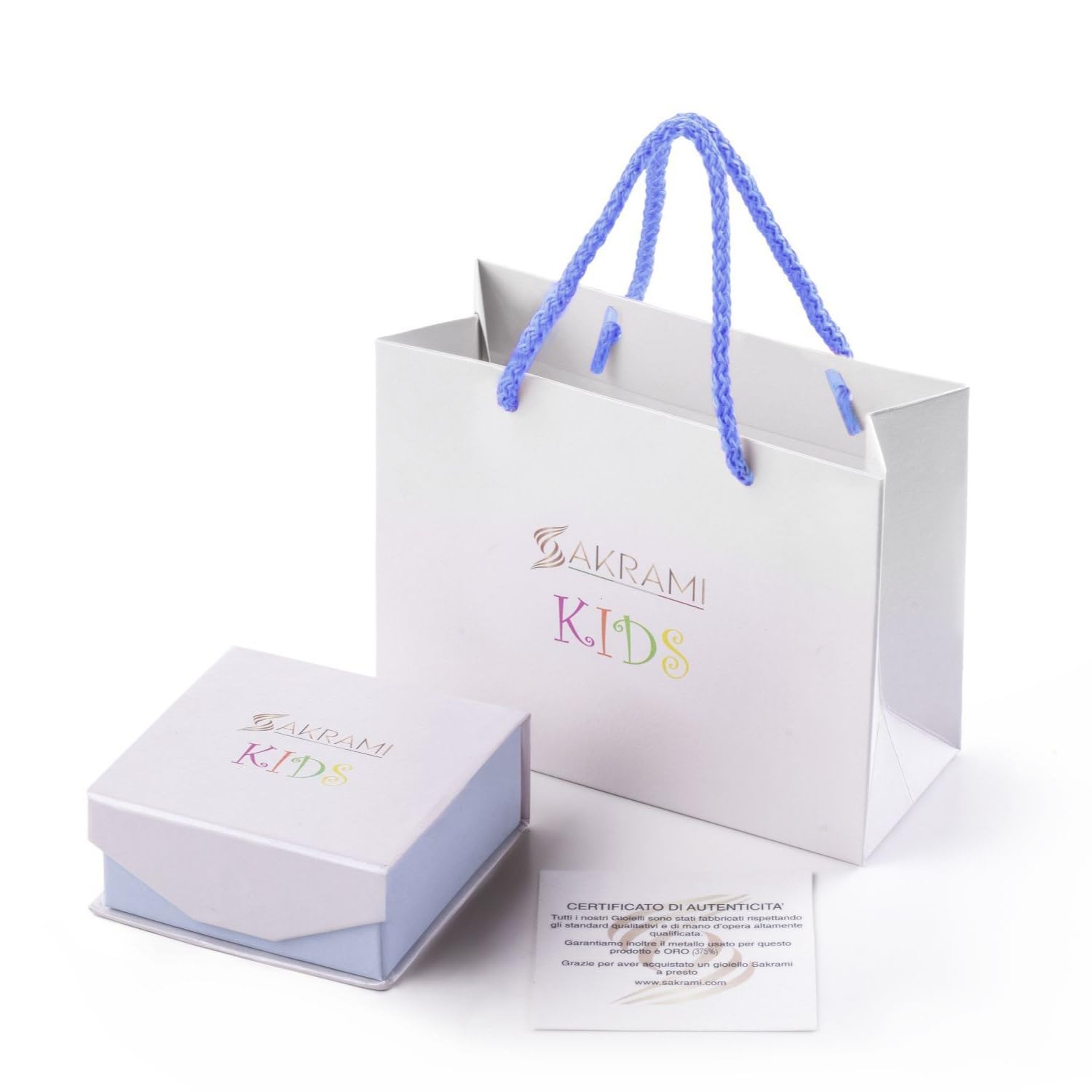 Sakrami Collana da Bambini in Oro 9Kt con Madonna e Gesù Bambino a forma di Pergamena Kids Collection + Confezione Regalo Personalizzata - Collana per Nascita Comunione Battesimo o Cresima