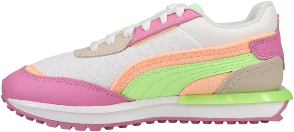 Puma - Womens City Rider Translucent Shoes, Size: 6 M US, Color: Puma White/Fizzy Lime/Opera Mauve