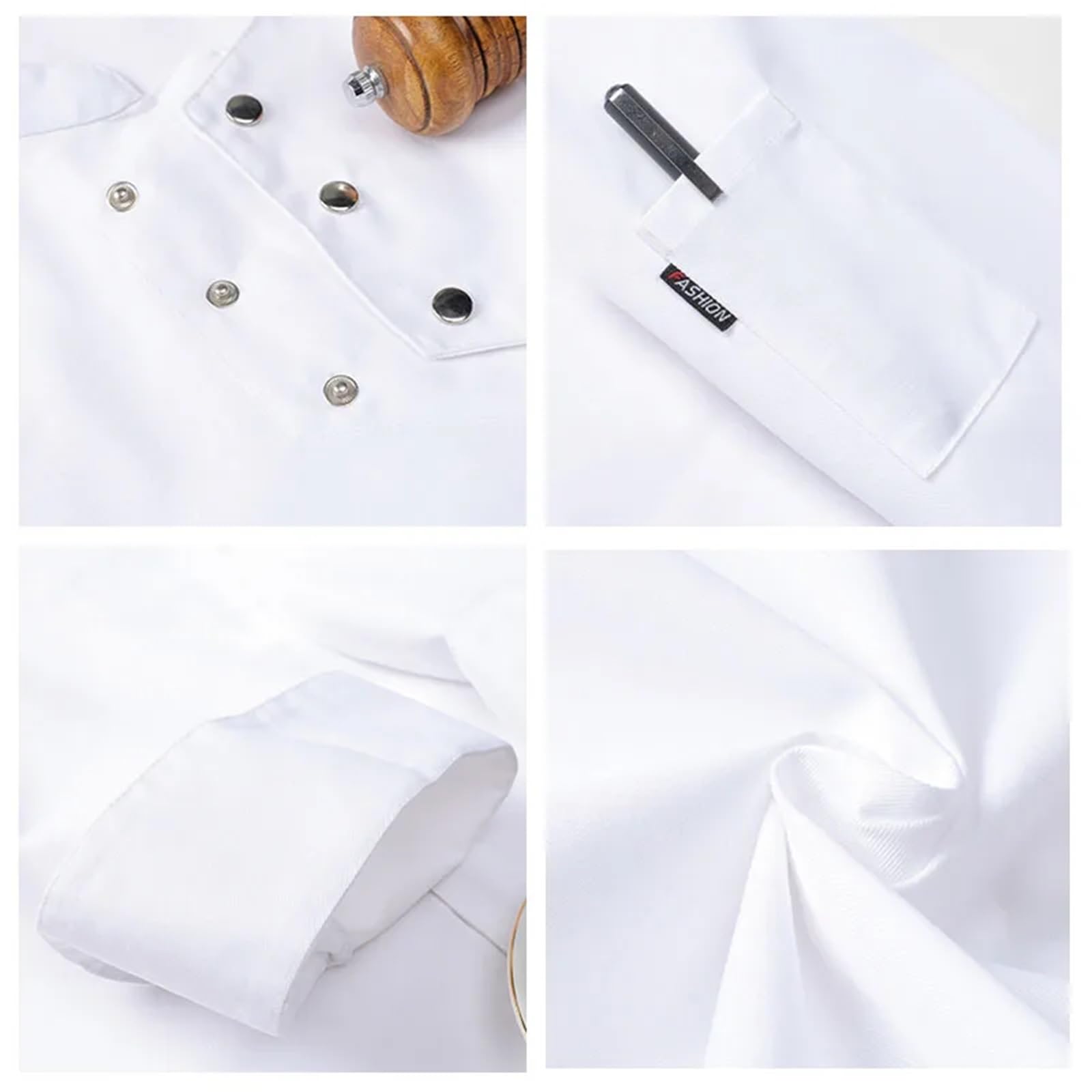 Chaquetilla Chef Uniforme de Chef, Servicio Alimentos, Cocina, Disfraz Cocinero, pizzaiolo, Restaurante, Chaquetas, panadería, cafetería, Camarero, Camarera, Ropa Trabajo
