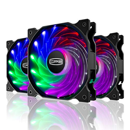 CP3 120mm Silent Clever Management RGB Case Fan Adjustable Colourful Excessive Efficiency Followers with Controller, 3-Pack