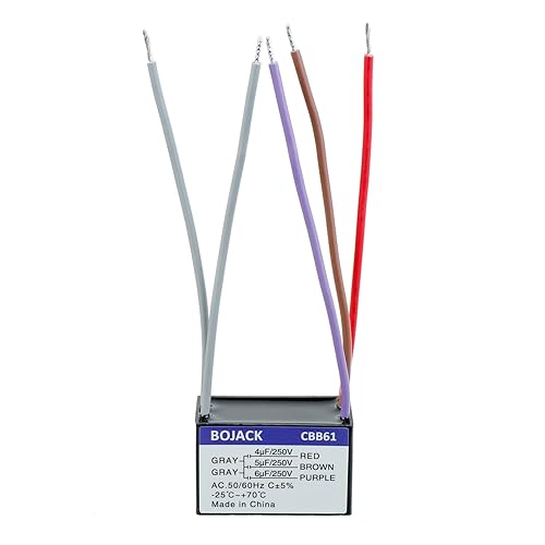 Miniatura 5 de BOJACK CBB61 4.5uF+5uF+6uF 250V AC Ventilador de techo Condensador de arranque para compatible con Harbor Breeze & New Tech 4 cables (paquete de 1