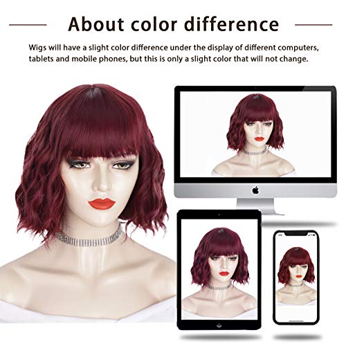 image for Stamped Glorious Short Wavy Bob Wig with Bangs for Women Synthetic Cur