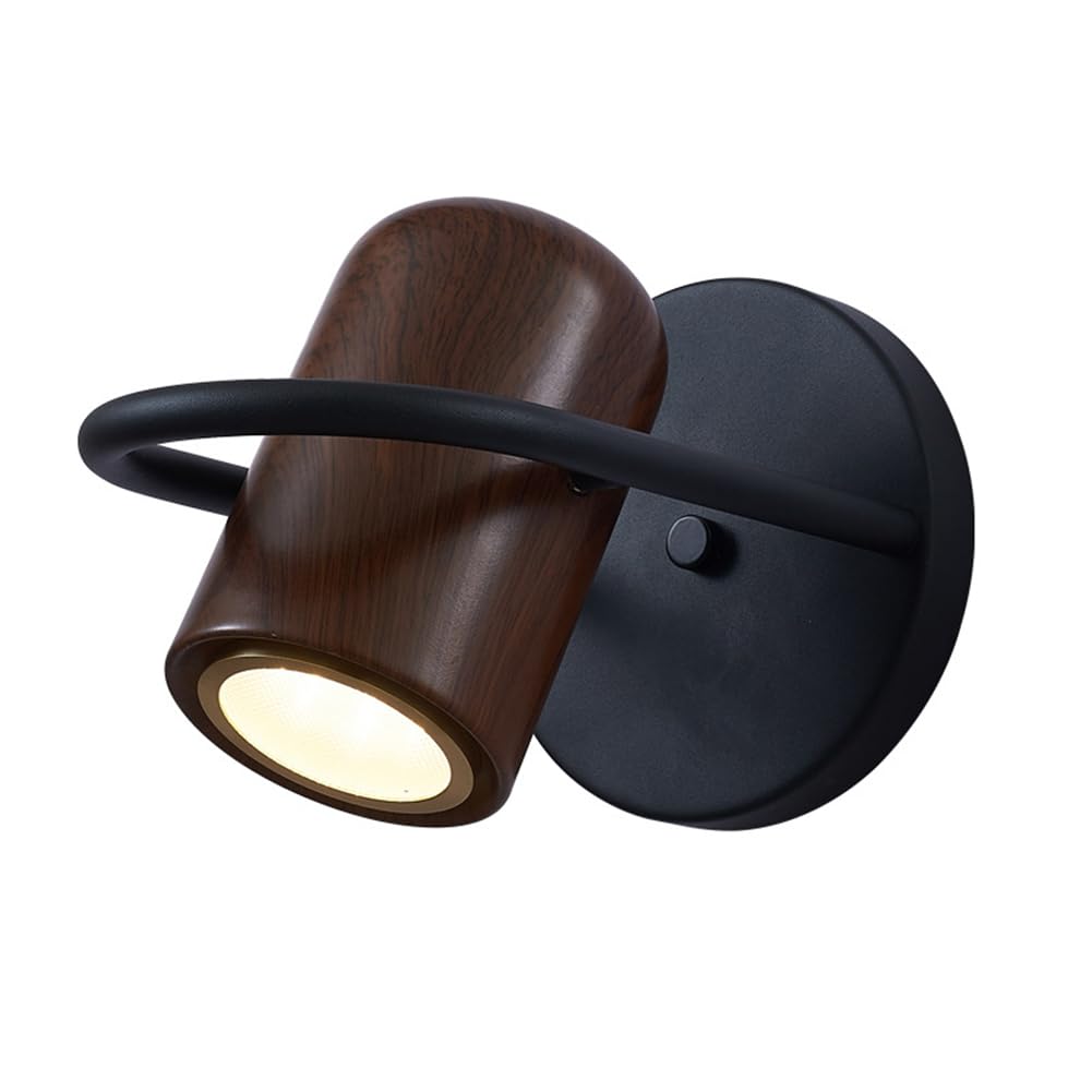 SXECAEPS Wall Lamps Sconces Light Indoor Led 6w 3000k Warm White Modern 330 Rotatable Wood Decorative Sconce Lamp for Living Room Bedroom Hallway
