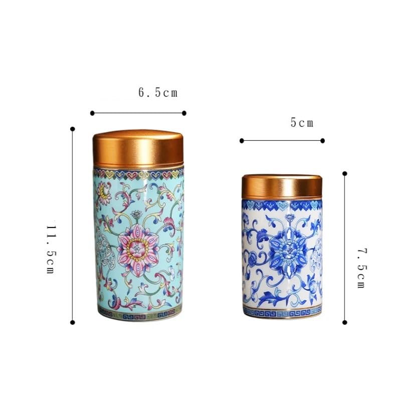 XYNSNDB Zuckerdose, Keramikdose mit Metalldeckel, versiegelte Dosen, Kleiner Vorratsbehälter, tragbare Teedose, Teedose, Bonbonglas, Tee-Organizer, Aufbewahrungsbox, Teedose (Farbe: 01 groß)