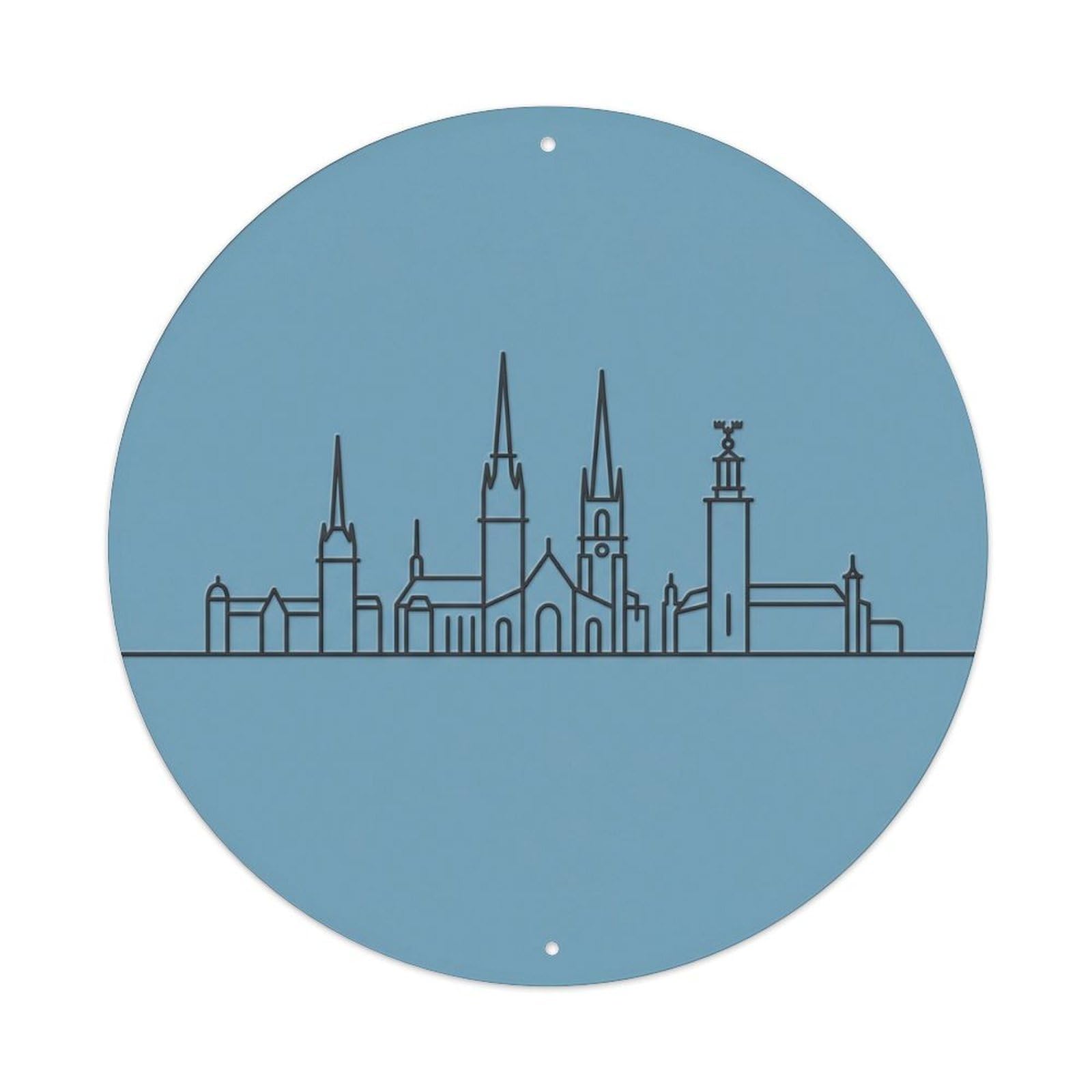 Stockholm Minimal Cityscape Travel Metal Tin Sign Plaque Wall Decor for Cafe, Club Bar, Office, Home Garden Round Metal Poster 8x8Inch