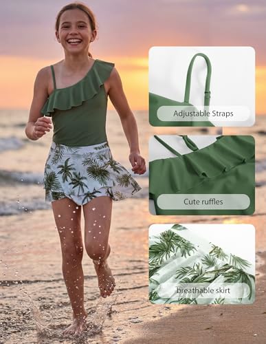 Image of GRACE KARIN Girls One Piece Swimsuits with Mesh Skirt Bathing Suit Swimwear 6-14Y