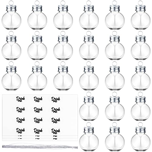 Sdfsdf 24 Pieces Christmas Booze Balls Fillable Booze Tree Ornaments Clear Plastic Round Christmas Ornaments Pendant Ball with Stickers for Holiday Wedding Party Decor Silver