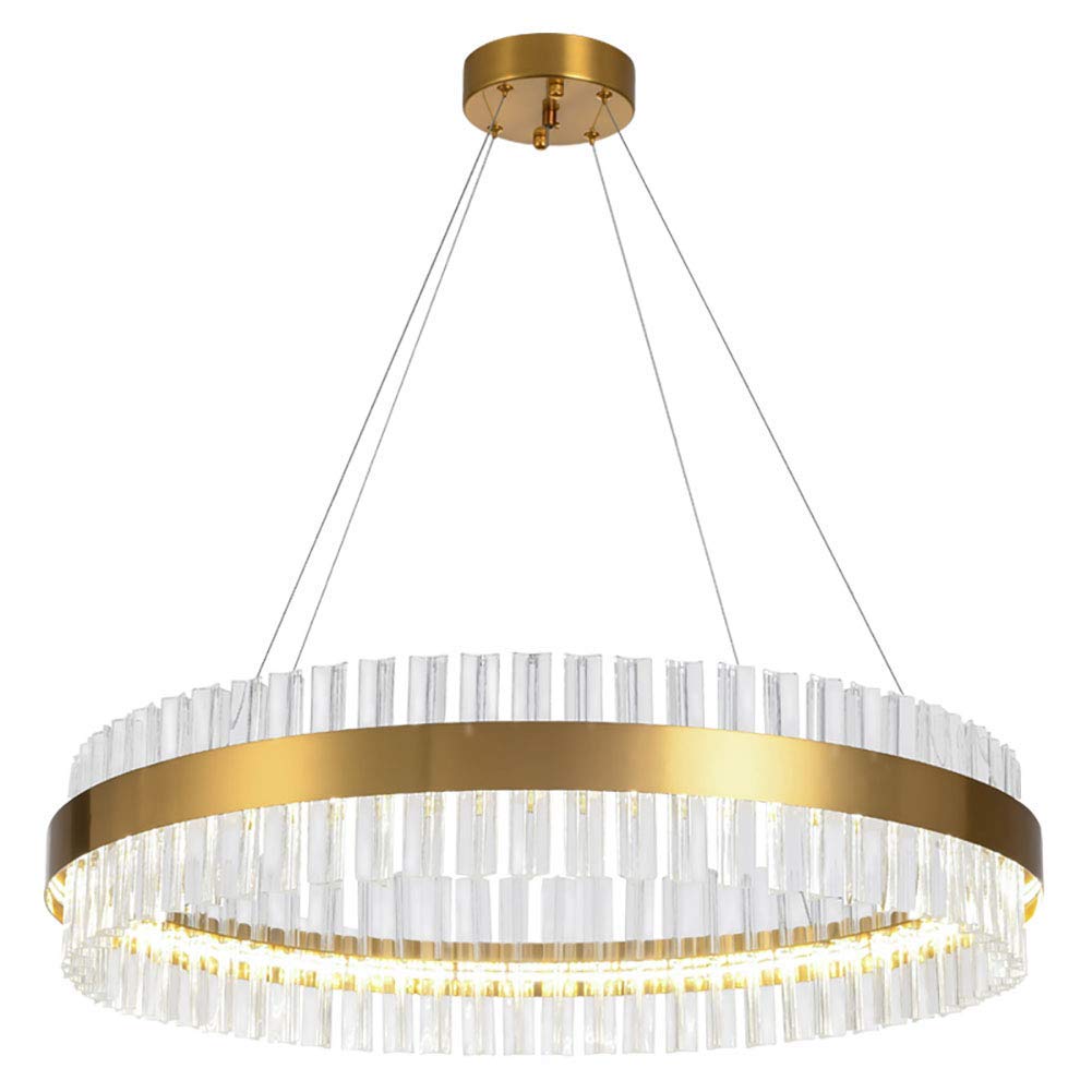 LYMSXAZOU Dimmable K9 Crystal Chandelier Nordic LED Ceiling Light Fixture Brass Lighting for Dining Room Bedroom & Living 80cm (31in) Elegant Cold Design