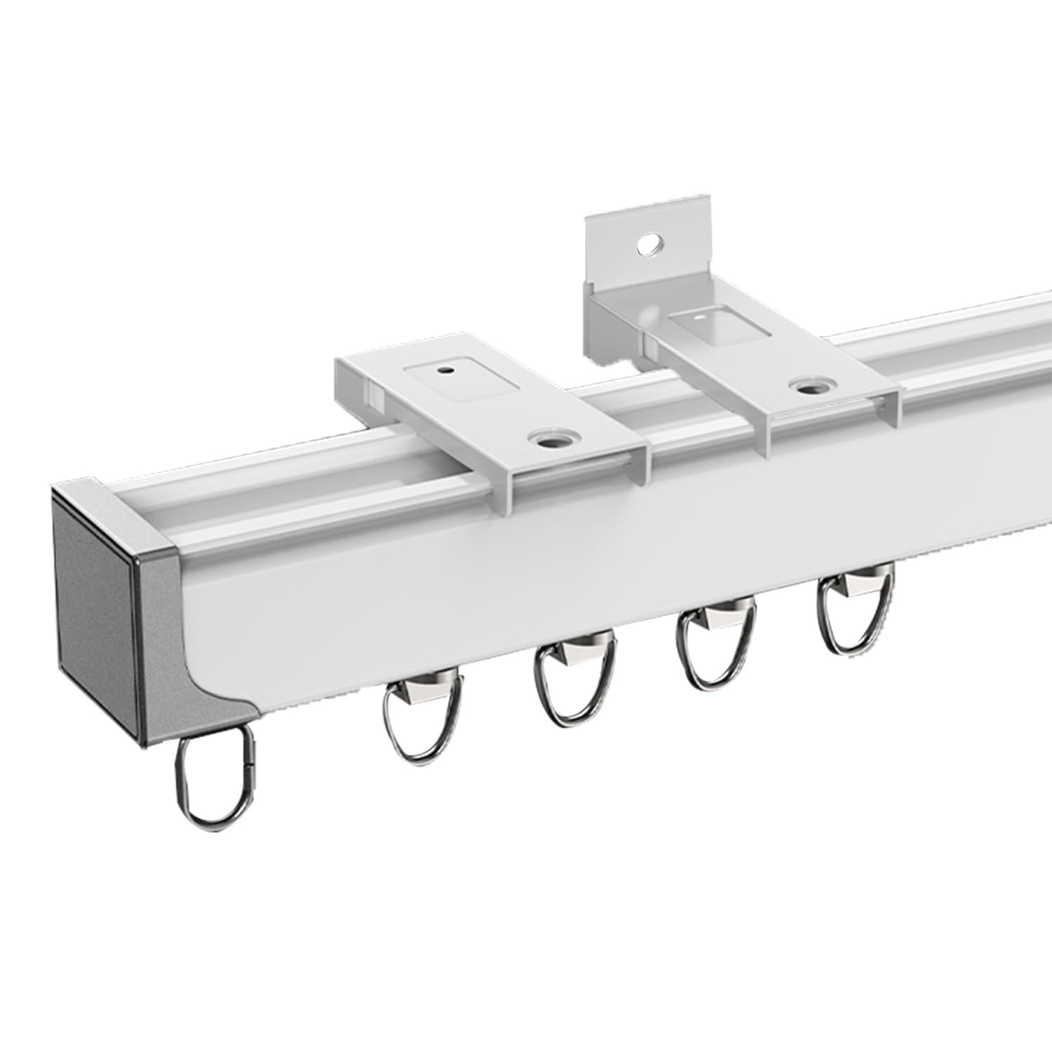 Tringle à rideaux aluminium blanc robuste et rail de plafond de 1m à 5,6m