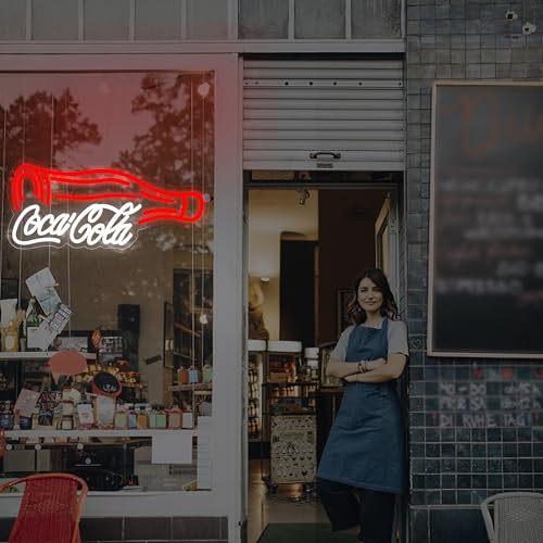 Image of Cola Neon Sign for Wall Decor Cola Neon Light for Bedroom Dimmable Led Business Sign Suitable for Man Cave Bar Pub Store Bistro Restaurant Party Club Birthday Gift Art Size 16.1 * 11.0 In(ZYLD114)