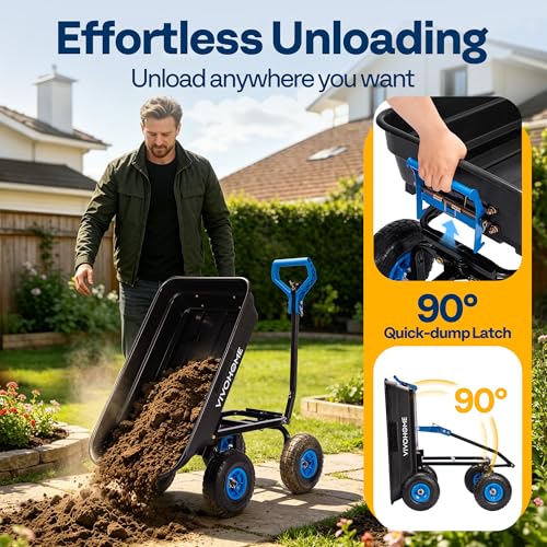 Image of VIVOHOME 660lbs Wheelbarrow Dump Garden Cart with 2-in-1 Convertible Handle