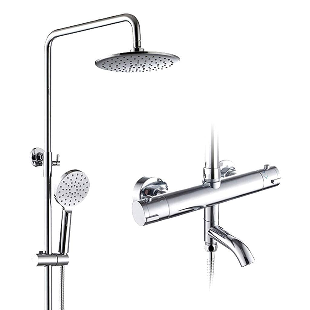 Douche thermostatique chrome avec pommeau effet pluie et douchette