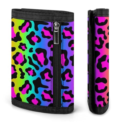 Rainbow Leopard Bright Print Wallet for Men, Small Men's Bifold Wallet, 8 Credit Card Holder Slim Minimalist Front Pocket2